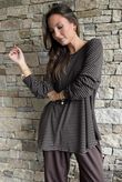 Agnes Stripe Trapeze Top Dark Brown